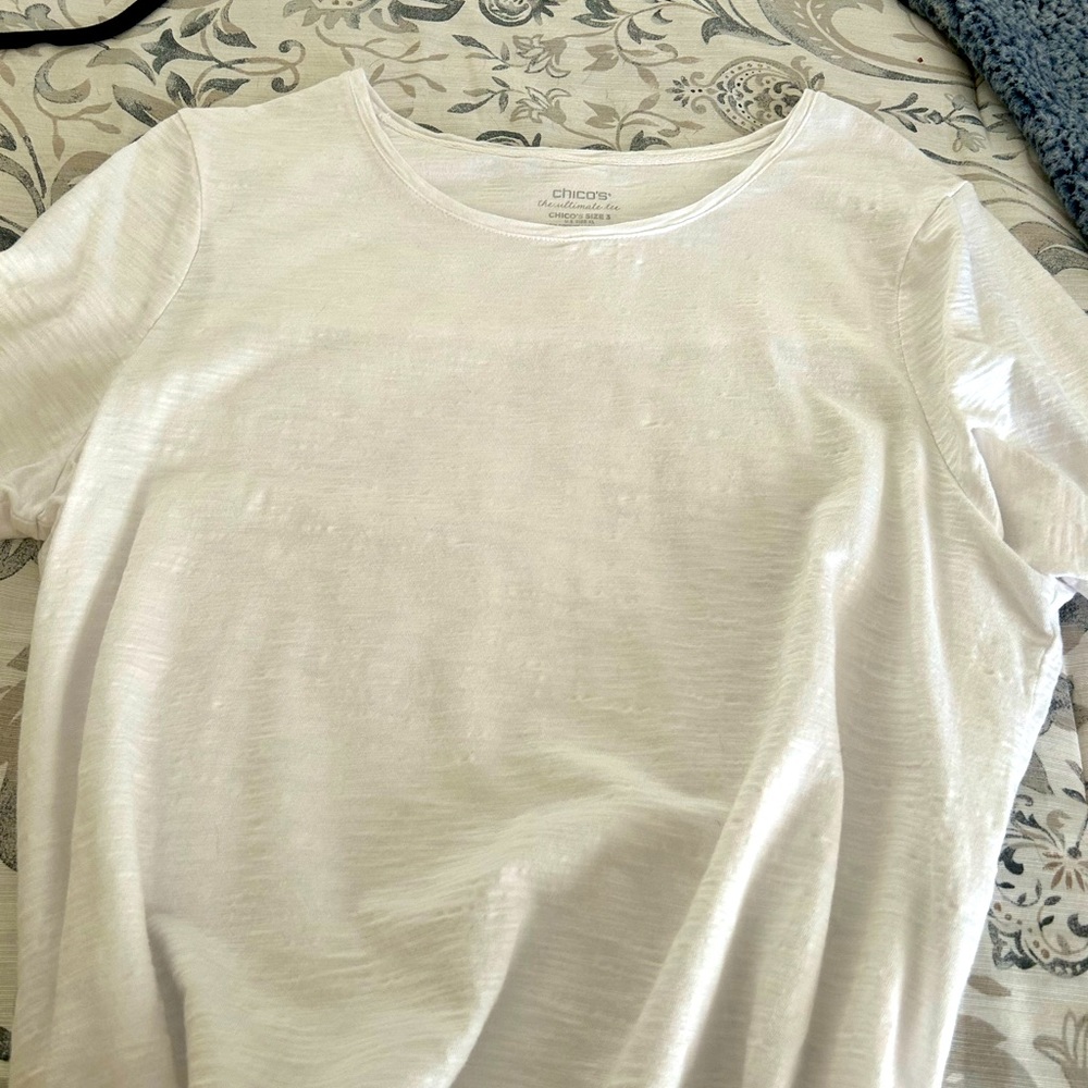 Chico’s back button white tee